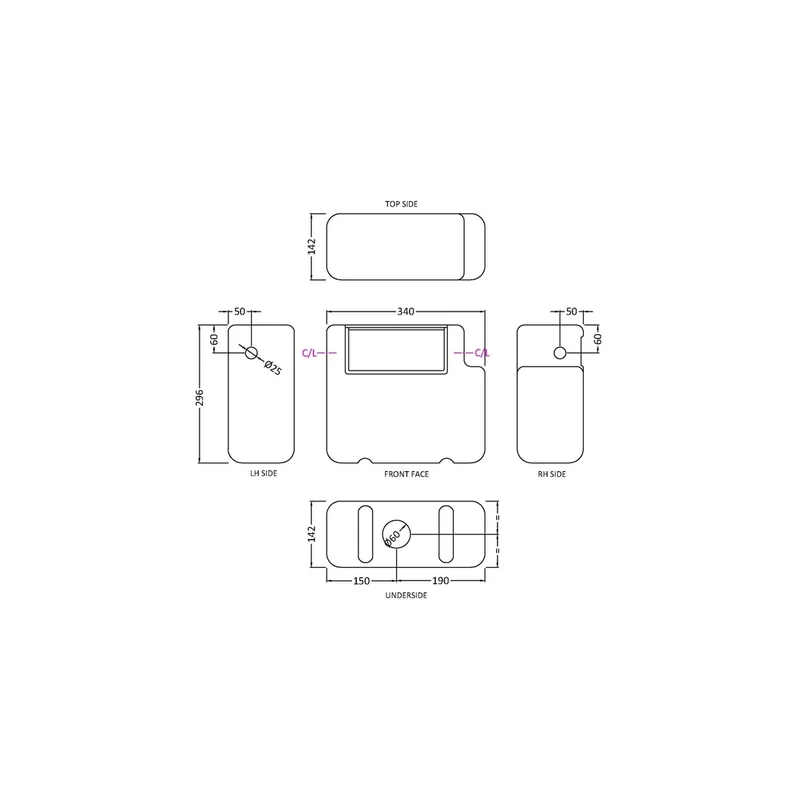 Nuie Concealed Cisterns And Frames Universal Access Dual Flush Concealed Cistern Contemporary White Polyethylene 296x340x142mm