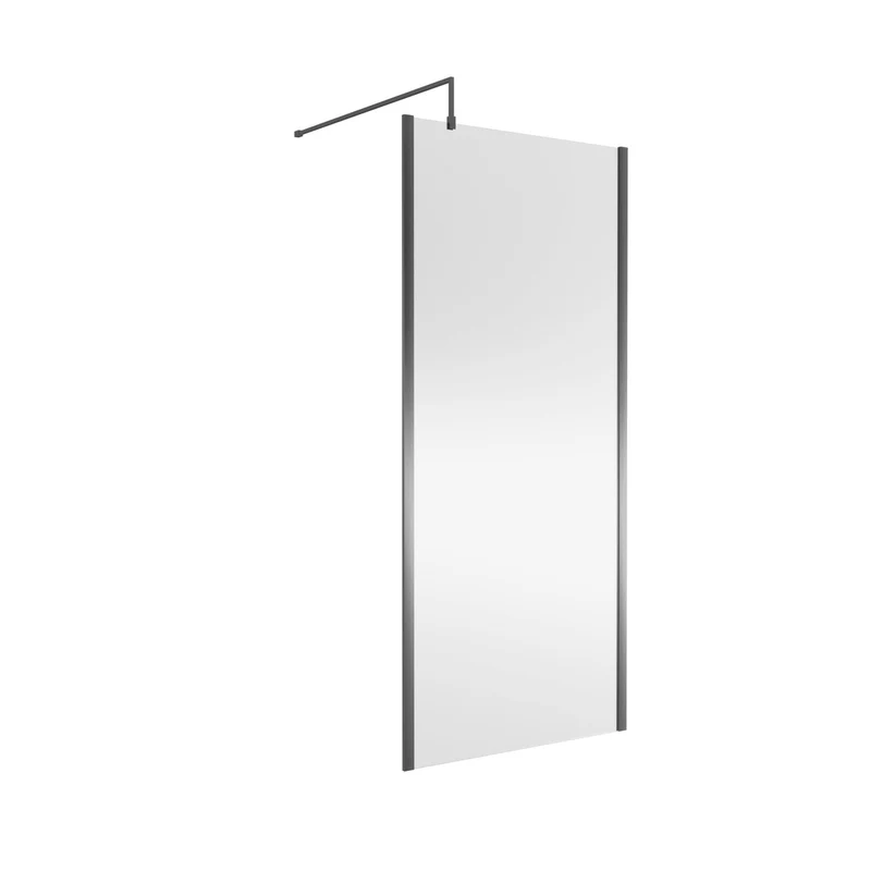 Nuie 900 Wetroom Screen Outer Frame 1850x8mm - Brushed Pewter Contemporary Aluminium 1850x898x13mm