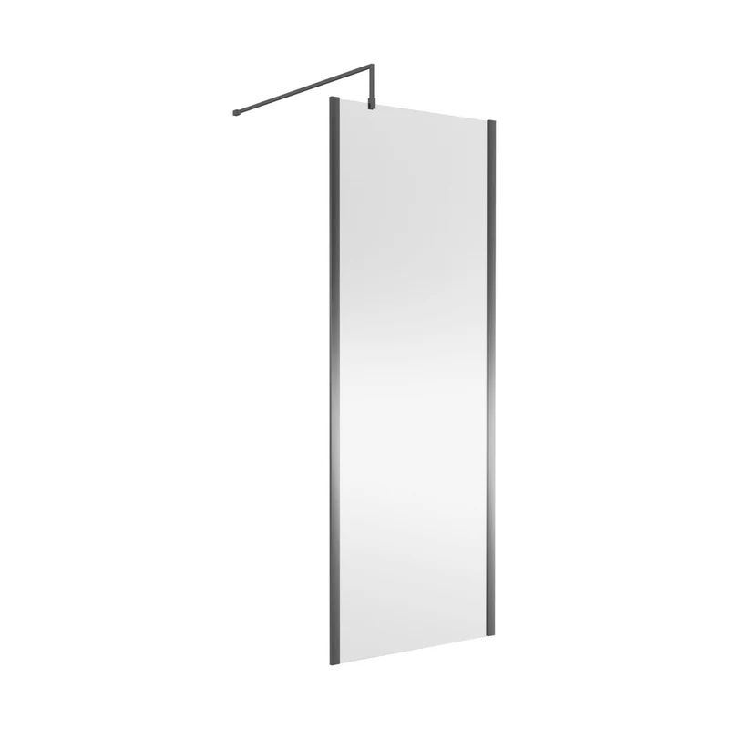 Nuie 760mm Wetroom Screen Outer Frame 1850x8mm - Brushed Pewter Contemporary Aluminium 1850x758x13mm
