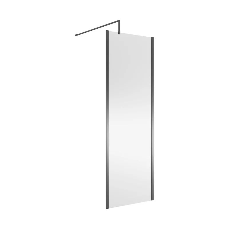Nuie 700mm Wetroom Screen Outer Frame 1850x8mm - Brushed Pewter Contemporary Aluminium 1850x698x13mm