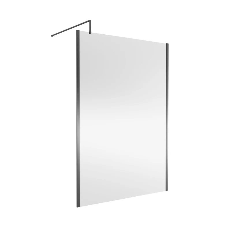 Nuie 1400mm Wetroom Screen Outer Frame 1850x8mm - Brushed Pewter Contemporary Aluminium 1850x1398x13mm