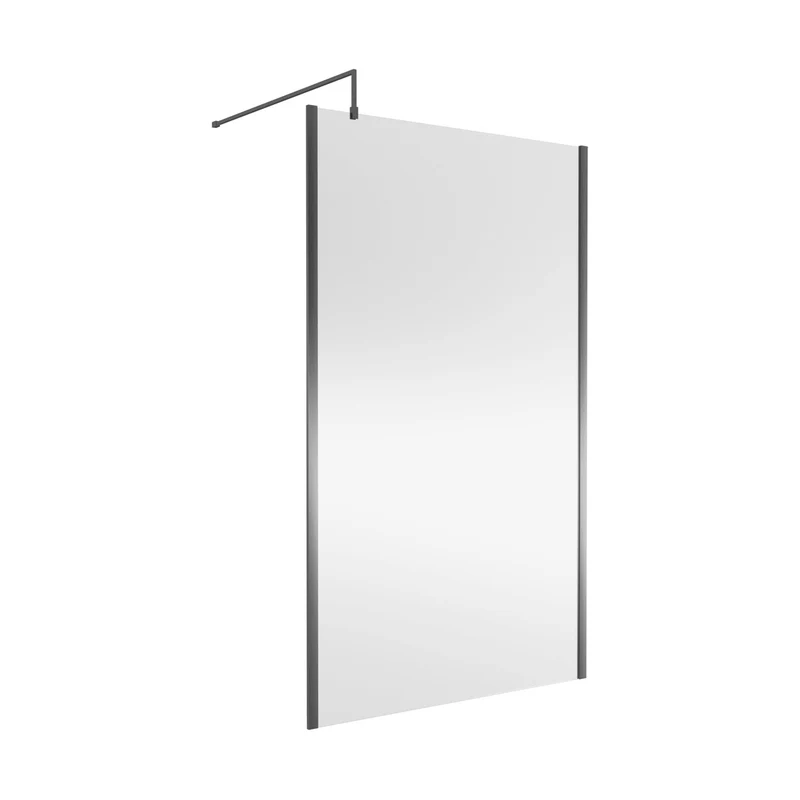 Nuie 1200mm Wetroom Screen Outer Frame 1850x8mm - Brushed Pewter Contemporary Aluminium 1850x1198x13mm
