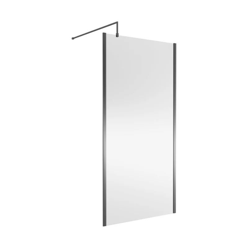 Nuie 1000mm Wetroom Screen Outer Frame 1850x8mm - Brushed Pewter Contemporary Aluminium 1850x998x14mm