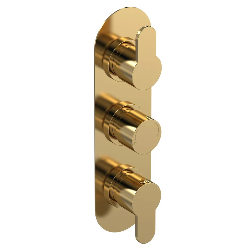 Lana Brushed Brass 3 Outlet Concealed Thermostatic Valve