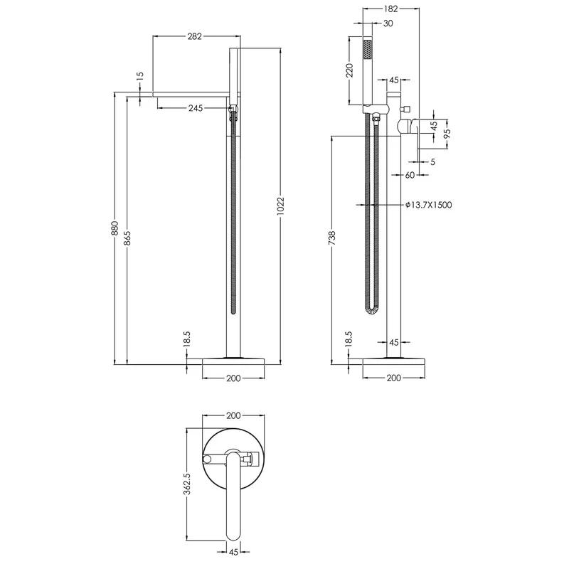 Lana Brushed Brass Freestanding Bath Shower Mixer