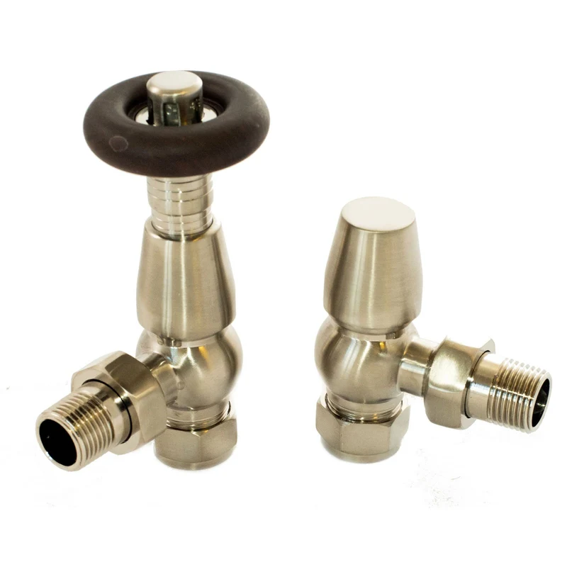 Satin Nickel Angled Classic Thermostatic Radiator Valve Pack