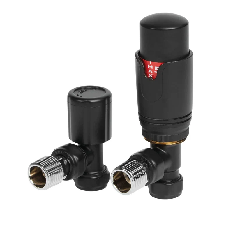 Black Angled Thermostatic Radiator Valve Pack