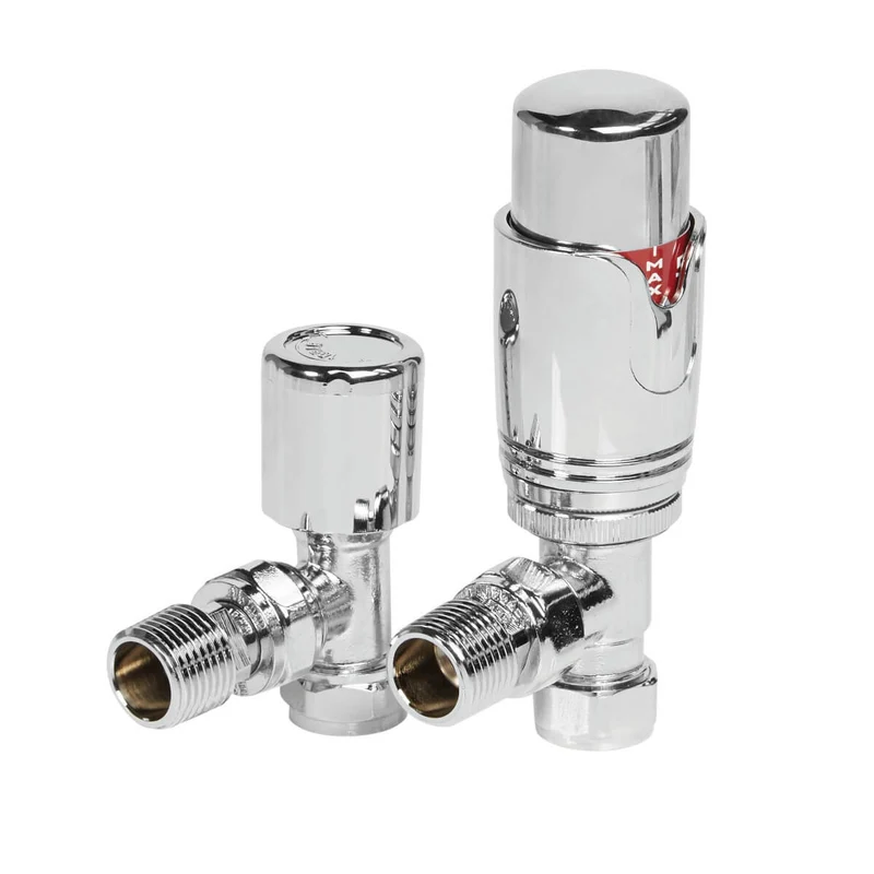 Chrome Angled Thermostatic Radiator Valve Pack