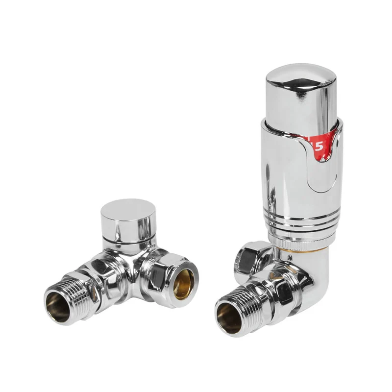 Chrome Corner Thermostatic Radiator Valve Pack