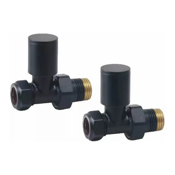 Black Straight Manual Radiator Valve Pack