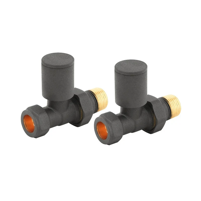 Anthracite Straight Manual Radiator Valve Pack