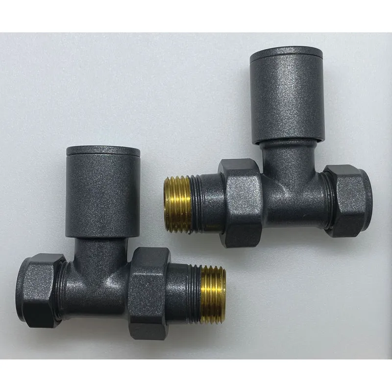 Anthracite Straight Manual Radiator Valve Pack