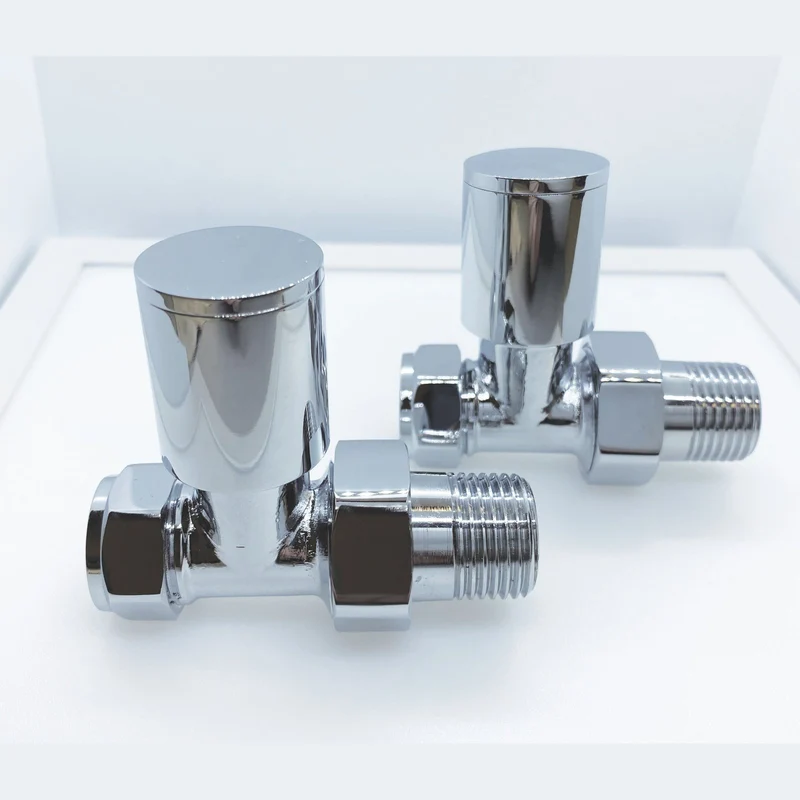 Chrome Straight Manual Radiator Valve Pack