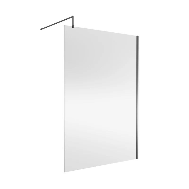 Nuie Wetroom Screen 1400x1850x8mm - Brushed Pewter Contemporary Aluminium 1850x1398x14mm