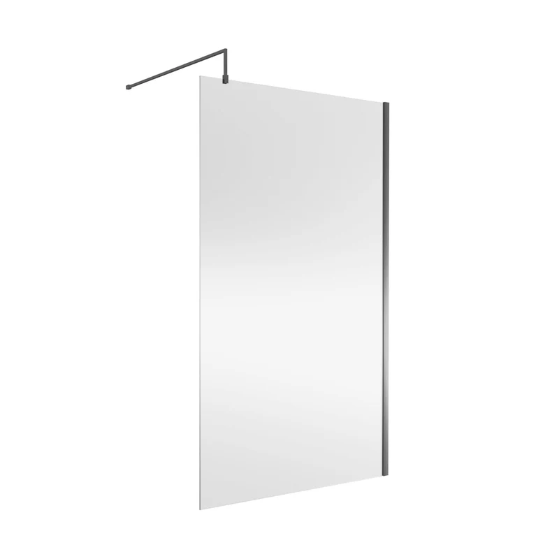 Nuie Wetroom Screen 1200x1850x8mm - Brushed Pewter Contemporary Aluminium 1850x1198x14mm