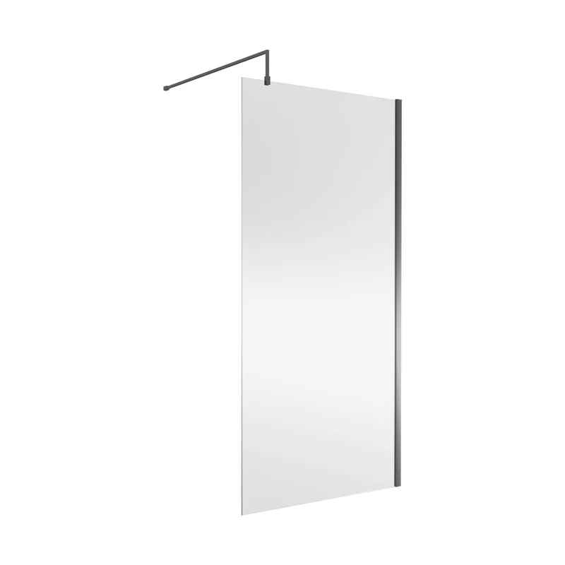 Nuie Wetroom Screen 1000x1850x8mm - Brushed Pewter Contemporary Aluminium 1850x998x14mm