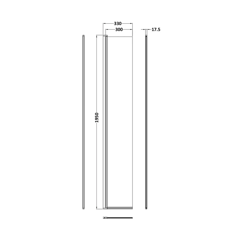 Nuie 300mm Hinged Flipper Screen Contemporary Brushed Brass Aluminium 1850x322x27mm