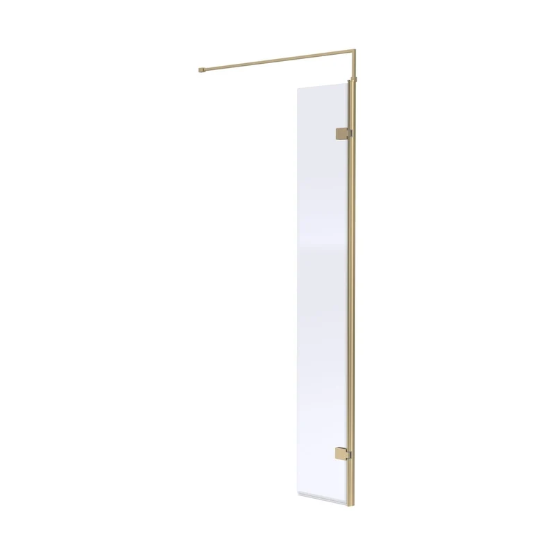 Nuie 300mm Wetroom Swing Screen Contemporary Brushed Brass Aluminium 1850x322x27mm