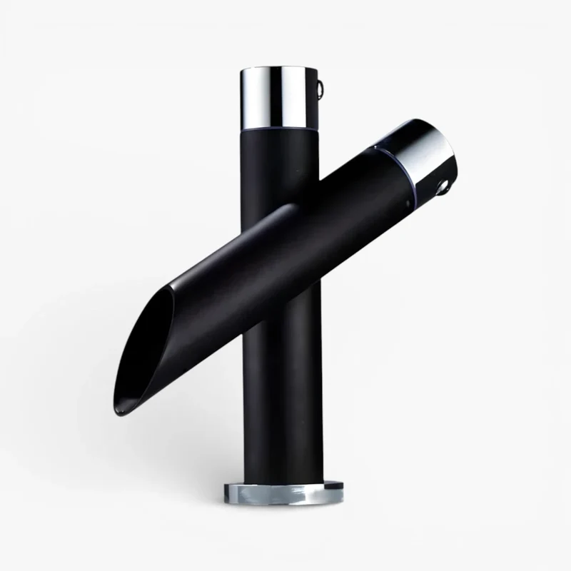 Robinet style bambou lavabo salle de bain - Noir - Laiton