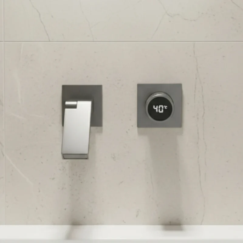 Robinet salle de bain lavabo mural encastrable pivotant - Argenté - Laiton