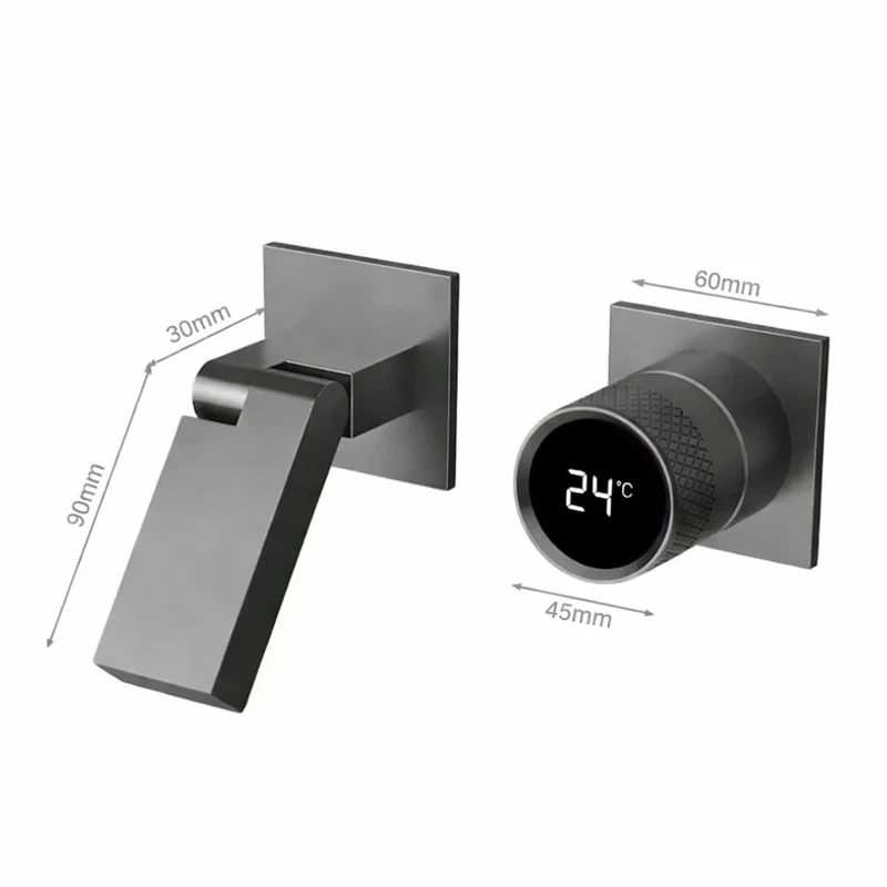 Robinet salle de bain lavabo mural encastrable pivotant - Argenté - Laiton