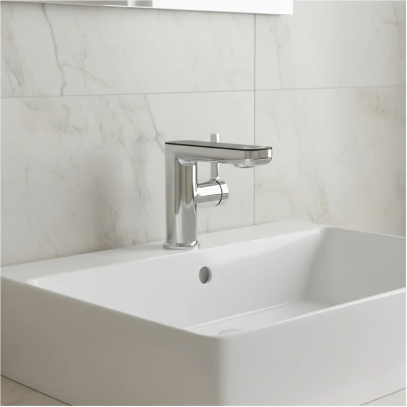Robinet salle de bain lavabo fontaine température numérique - Argenté