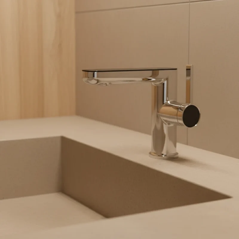 Robinet salle de bain lavabo fontaine température numérique - Argenté
