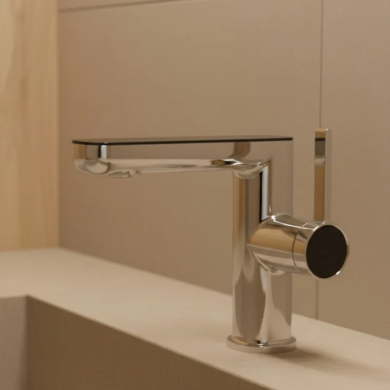Robinet salle de bain lavabo fontaine température numérique - Argenté