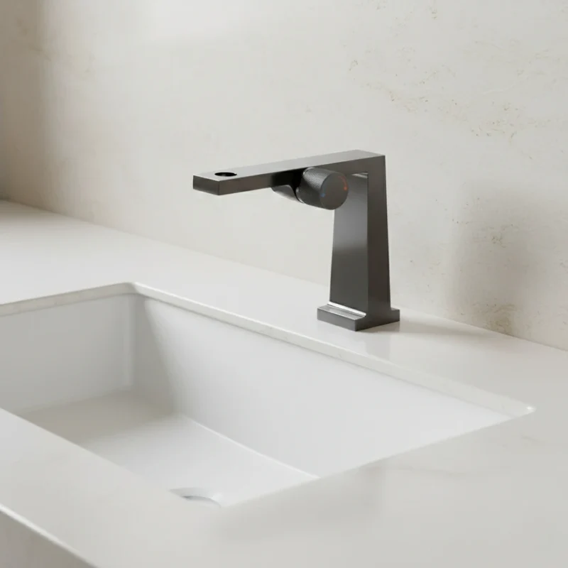 Robinet salle de bain lavabo design contemporain mitigeur - Argenté - Laiton