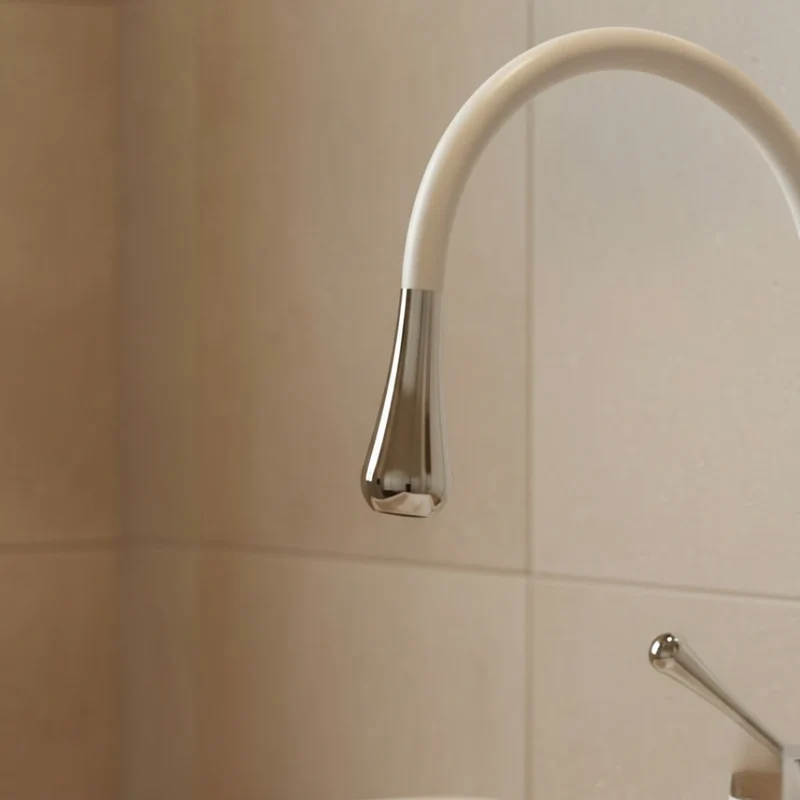 Robinet salle de bain lavabo design arrondi goutte - Blanc - Laiton
