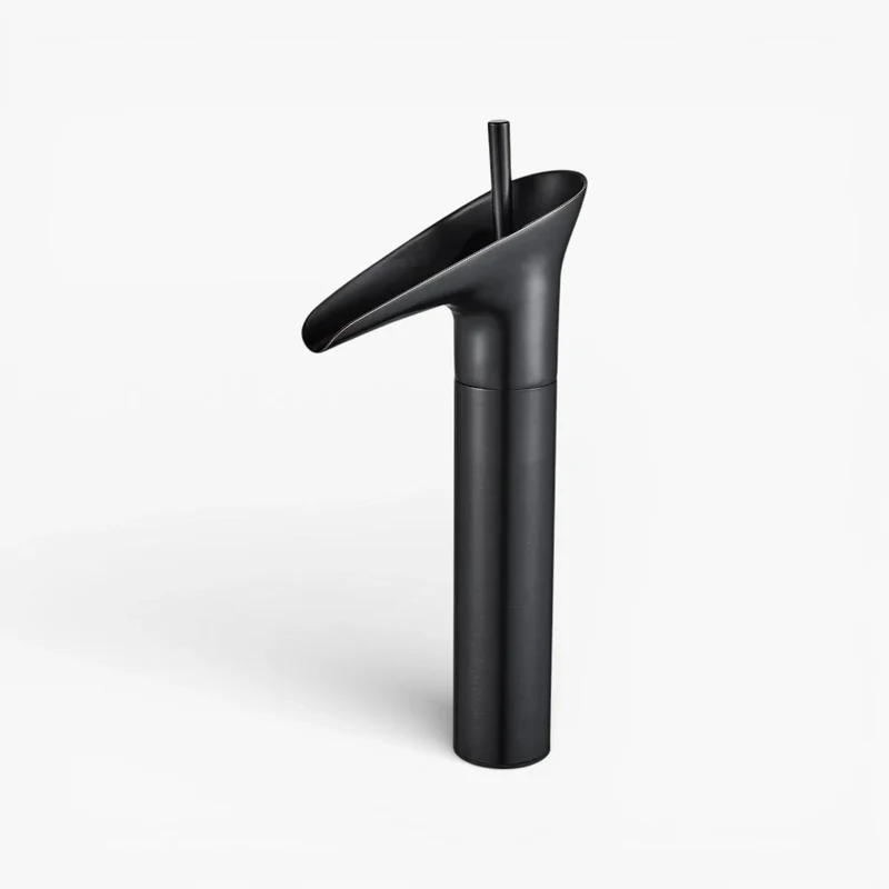 Robinet salle de bain lavabo bambou cascade - Noir - Laiton