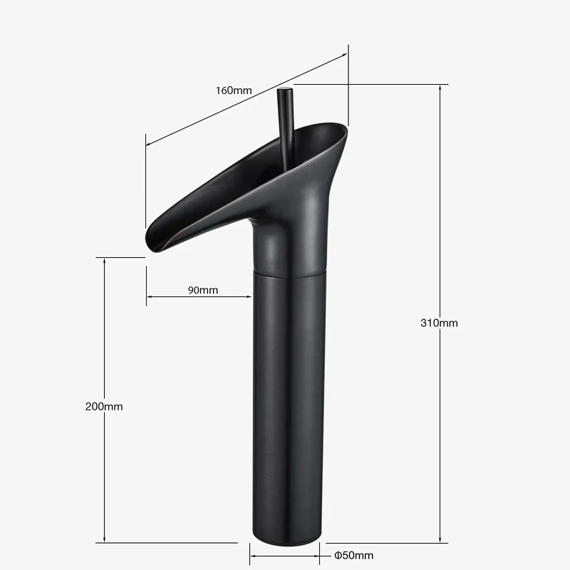 Robinet salle de bain lavabo bambou cascade - Noir - Laiton