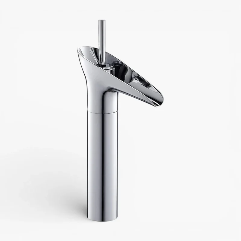 Robinet salle de bain lavabo bambou cascade - Argenté - Laiton