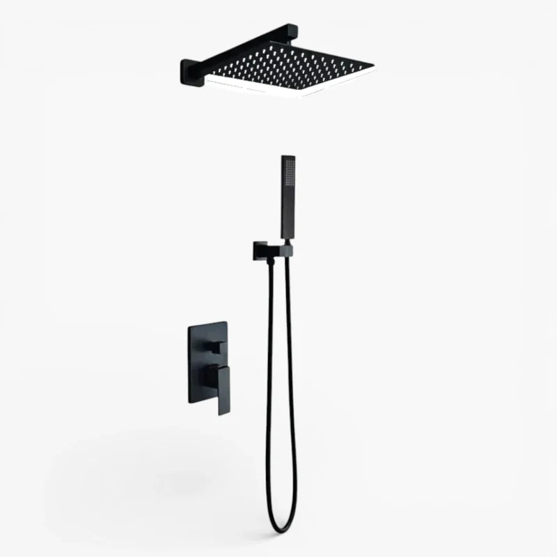Robinet salle de bain colonne de douche douchette - Noir - Laiton
