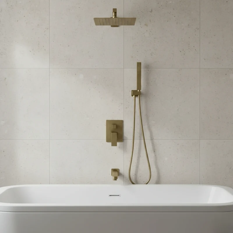 Robinet salle de bain colonne de douche douchette - Doré - Laiton