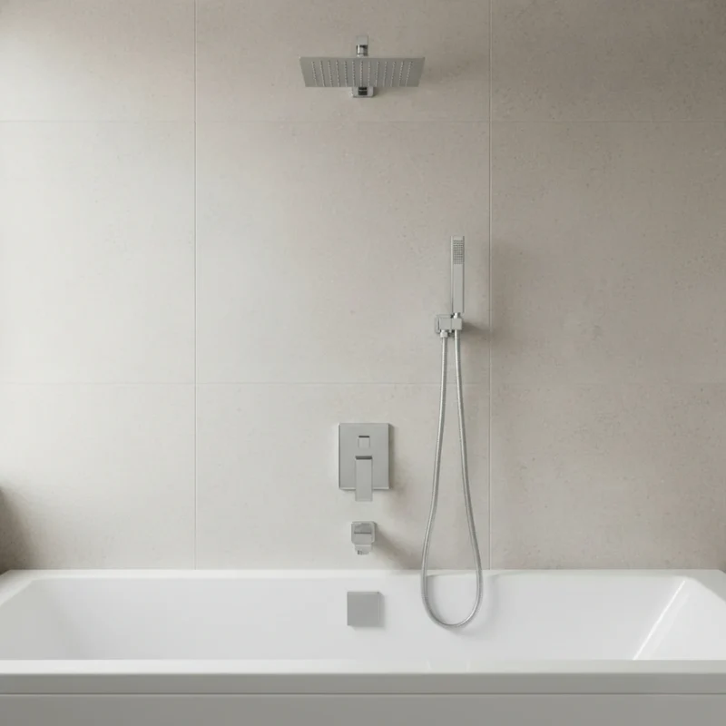 Robinet salle de bain colonne de douche douchette - Argenté - Laiton