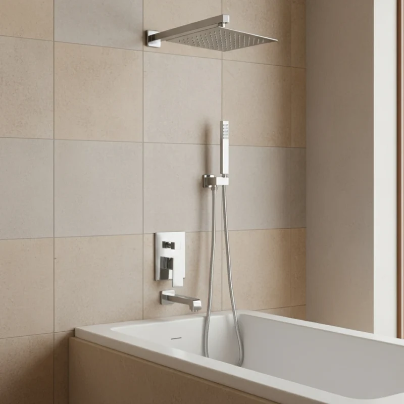 Robinet salle de bain colonne de douche douchette - Argenté - Laiton