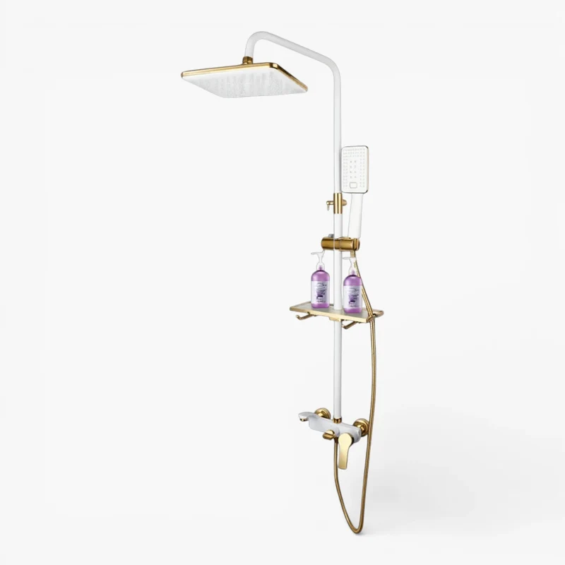 Robinet salle de bain baignoire douche - Blanc Doré