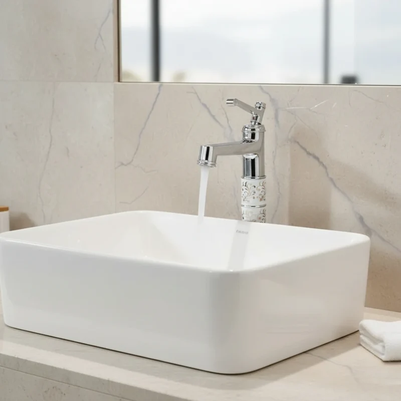 Robinet rétro salle de bain lavabo arabesque - Argenté - Laiton