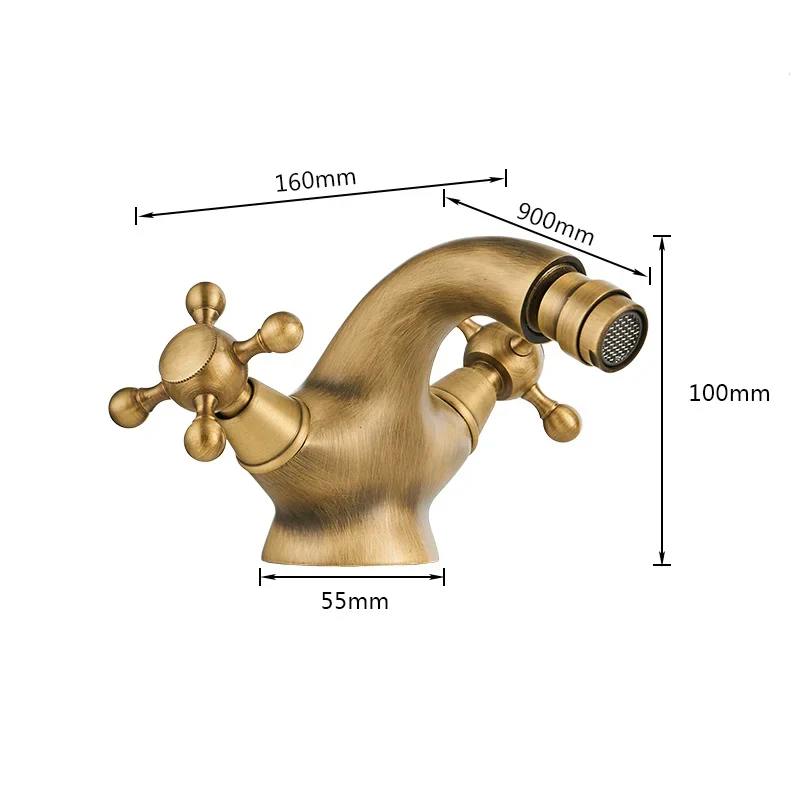 Robinet rétro lavabo deux poignées bec pivotant - Doré - Laiton