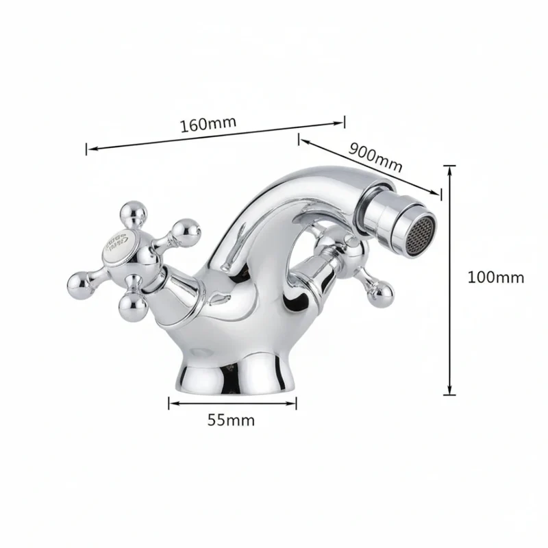 Robinet rétro lavabo deux poignées bec pivotant - Argenté - Laiton
