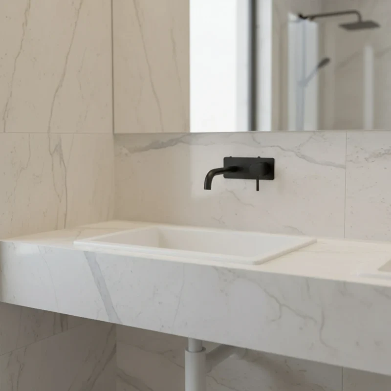 Robinet mural salle de bain encastrable mitigeur - Noir - Laiton