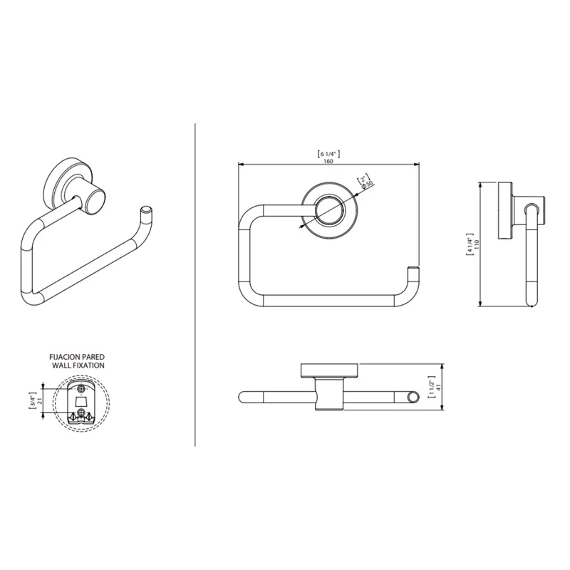 Sonia Tecno Project Open Toilet Roll Holder - Brushed Brass