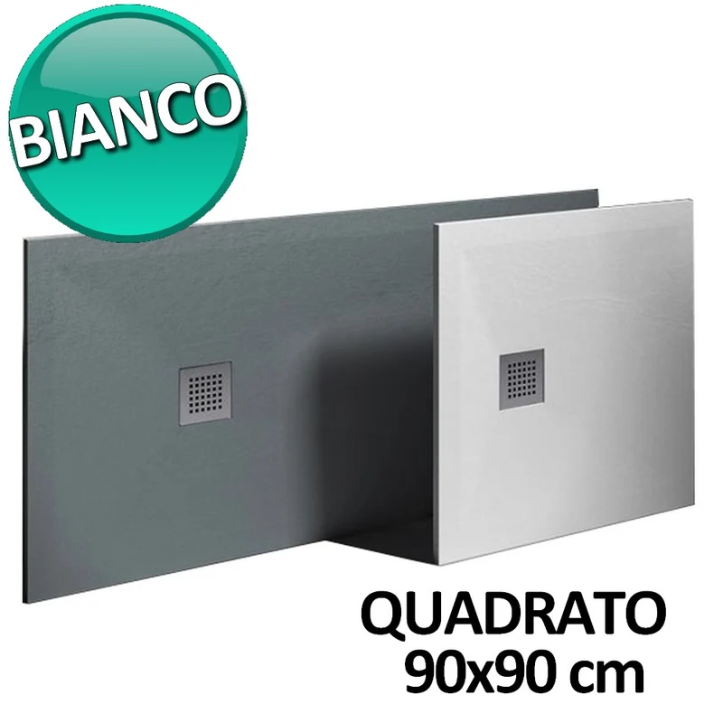 Receveur de douche 90x90 en résine et gelcoat effet pierre - Couleur Blanc