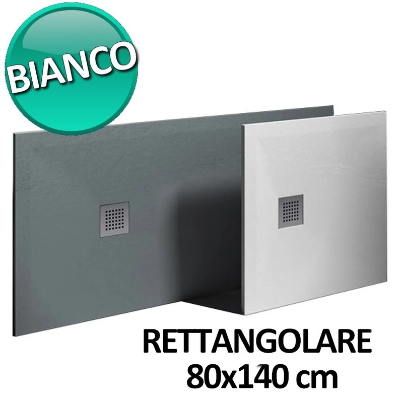 Receveur de douche 80x140 en résine et gelcoat effet pierre - Couleur Blanc