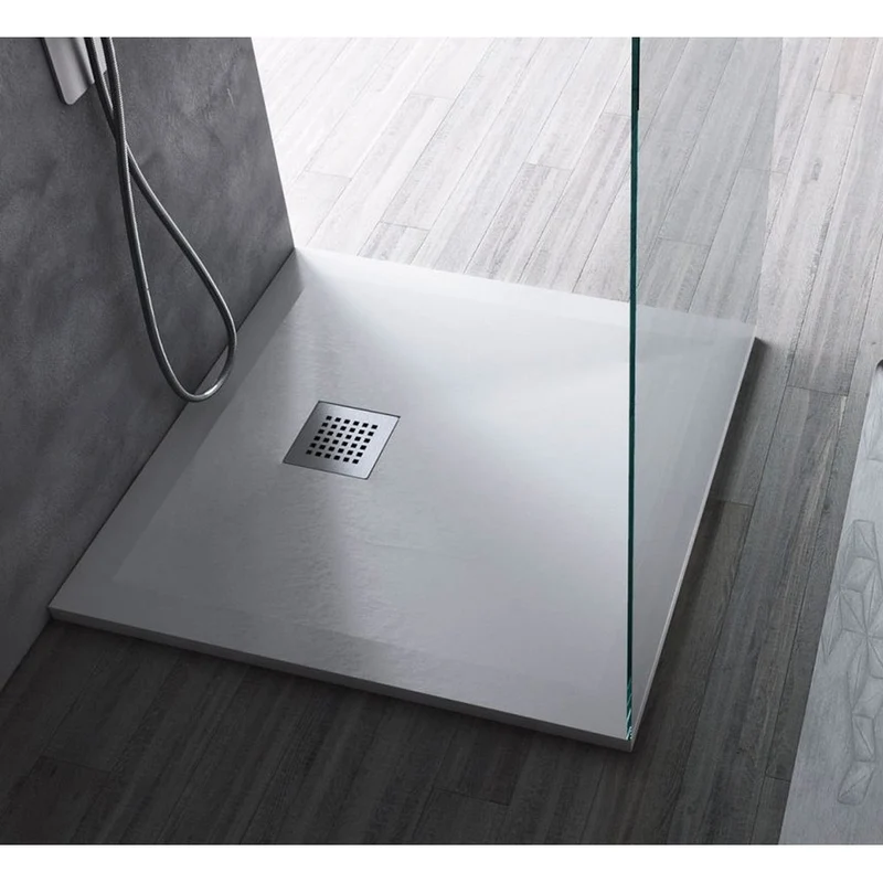 Receveur de douche 80x140 en résine et gelcoat effet pierre - Couleur Blanc