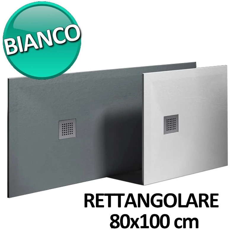 Receveur de douche 80x100 en résine et gelcoat effet pierre - Couleur Blanc