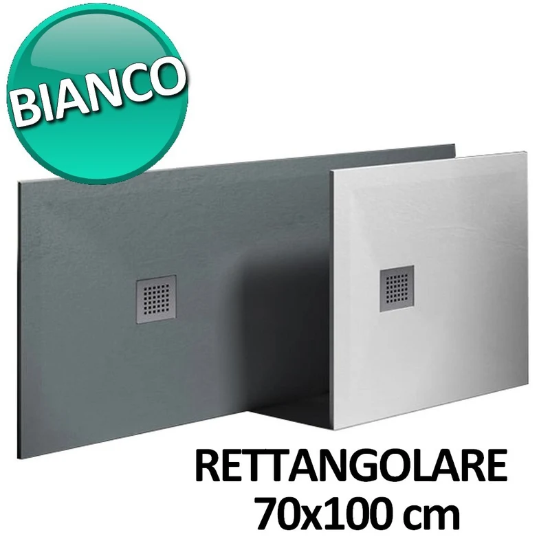 Receveur de douche 70x100 en résine et gelcoat effet pierre - Couleur Blanc