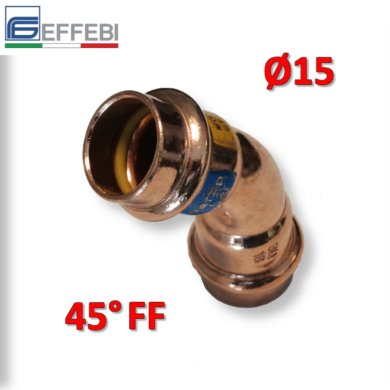 Coude à 45° FF Ø 15 mm - UNICO en cuivre à emboîtement pour eau et gaz