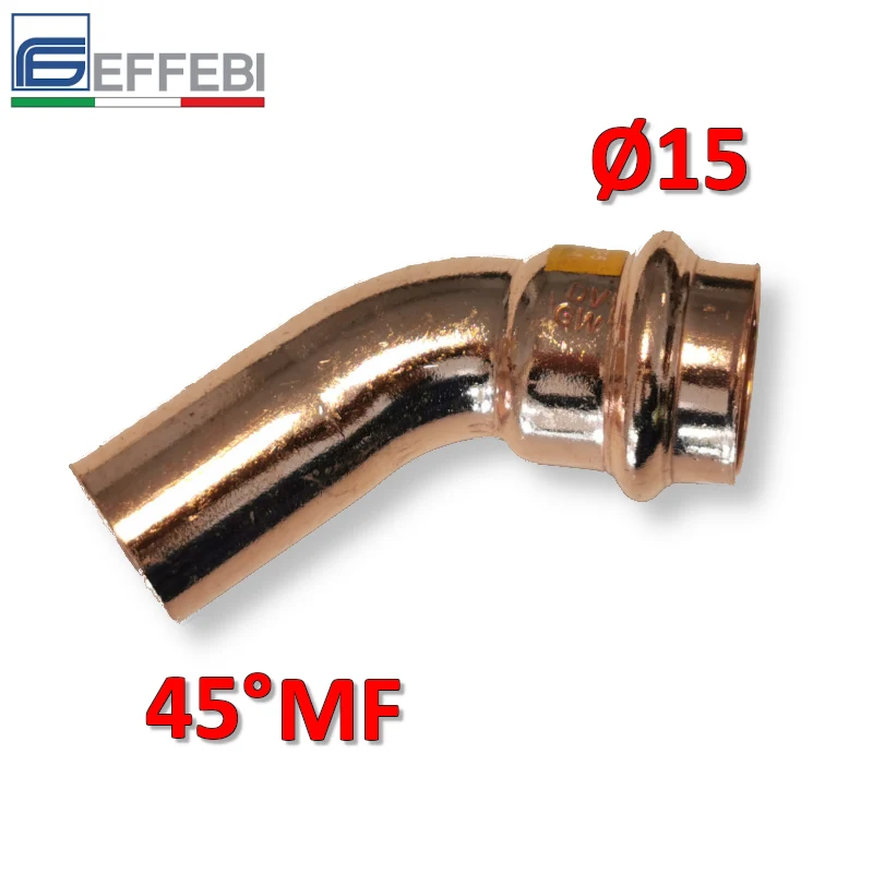 Coude MF 45° Ø 15 mm - UNICO en cuivre à emboîtement pour eau et gaz